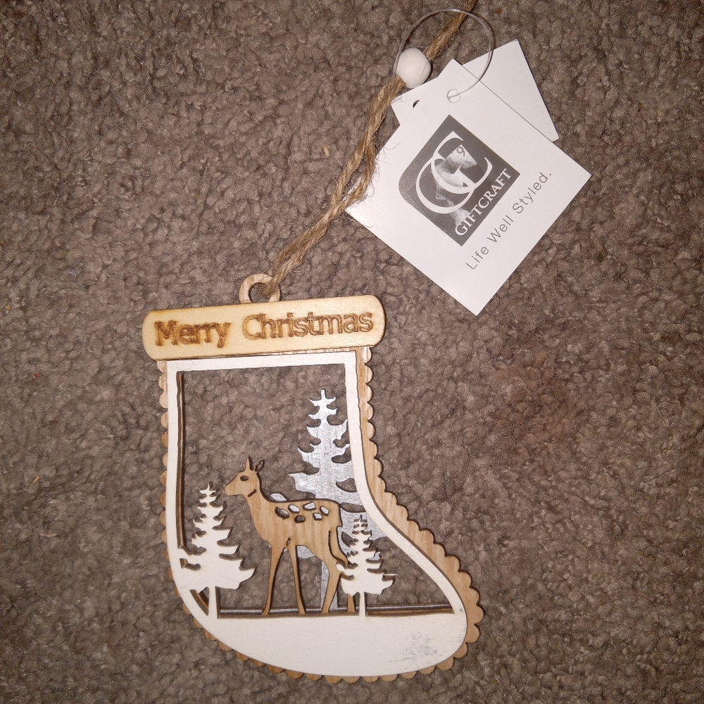 Reindeer and Stocking Christmas Tree Ornament